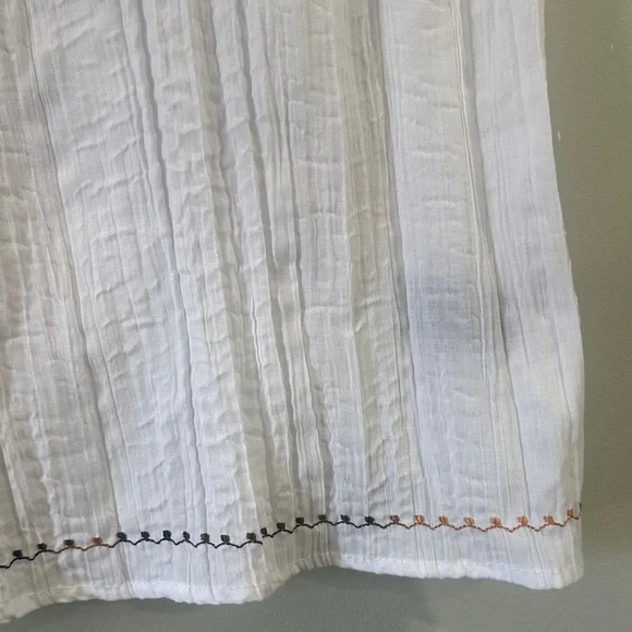 Mystique Boutique White Blouse with Black and Orange Embroidery size L boho - Picture 5 of 11